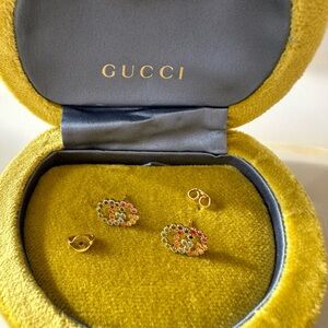 Gucci 18k yellow gold earrings with multi colored gemstone